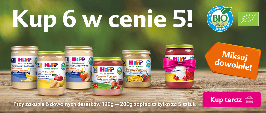 Hipp desery 190 i 200 g - kup 6 w cenie 5