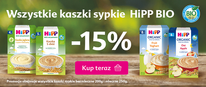 Hipp wszystkie kaszki sypkie - 15% rabatu po dodaniu do koszyka