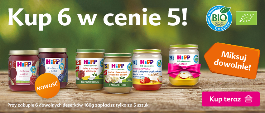 Hipp słoiki 160 g - 6 w cenie 5
