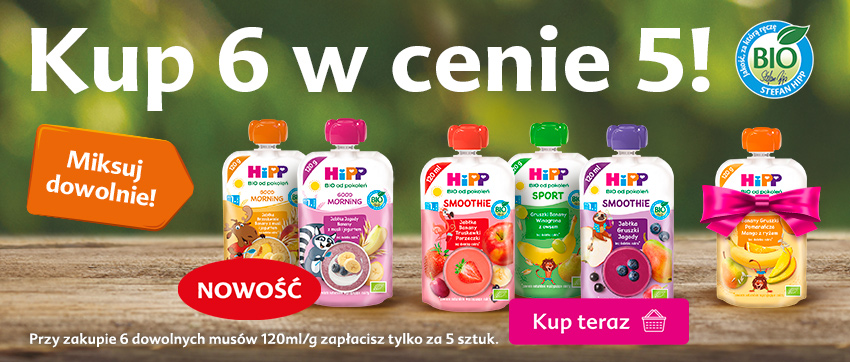 Hipp musy 120 g - kup 6 w cenie 5