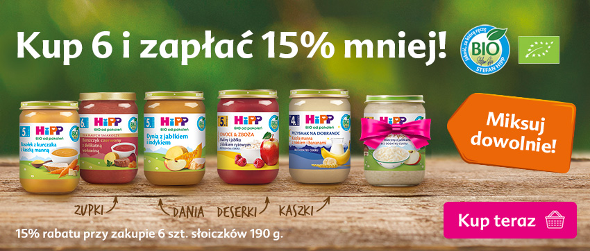 Hipp słoiki 190 g - 15% rabatu przy zakupie minimum 6 sztuk