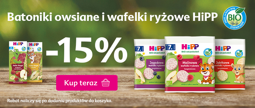 Hipp wafelki ryżowe i batoniki 5 x 20 g - 15% rabatu po dodaniu do koszyka