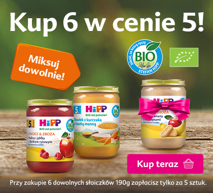 Hipp dania i desery w słoiczkach 190 g - kup 6, zapłacisz za 5